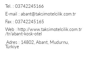 Taksim International Abant Kk iletiim bilgileri